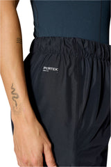 Rab Women's Downpour Waterproof Pants in Black - waistband adjustment detail, worn