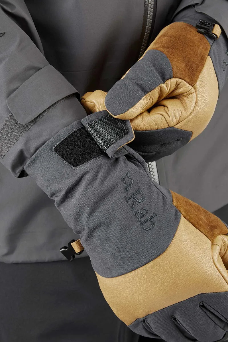 Rab Guide Lite GORE-TEX Gloves in Steel (Reference) - worn, adjusting