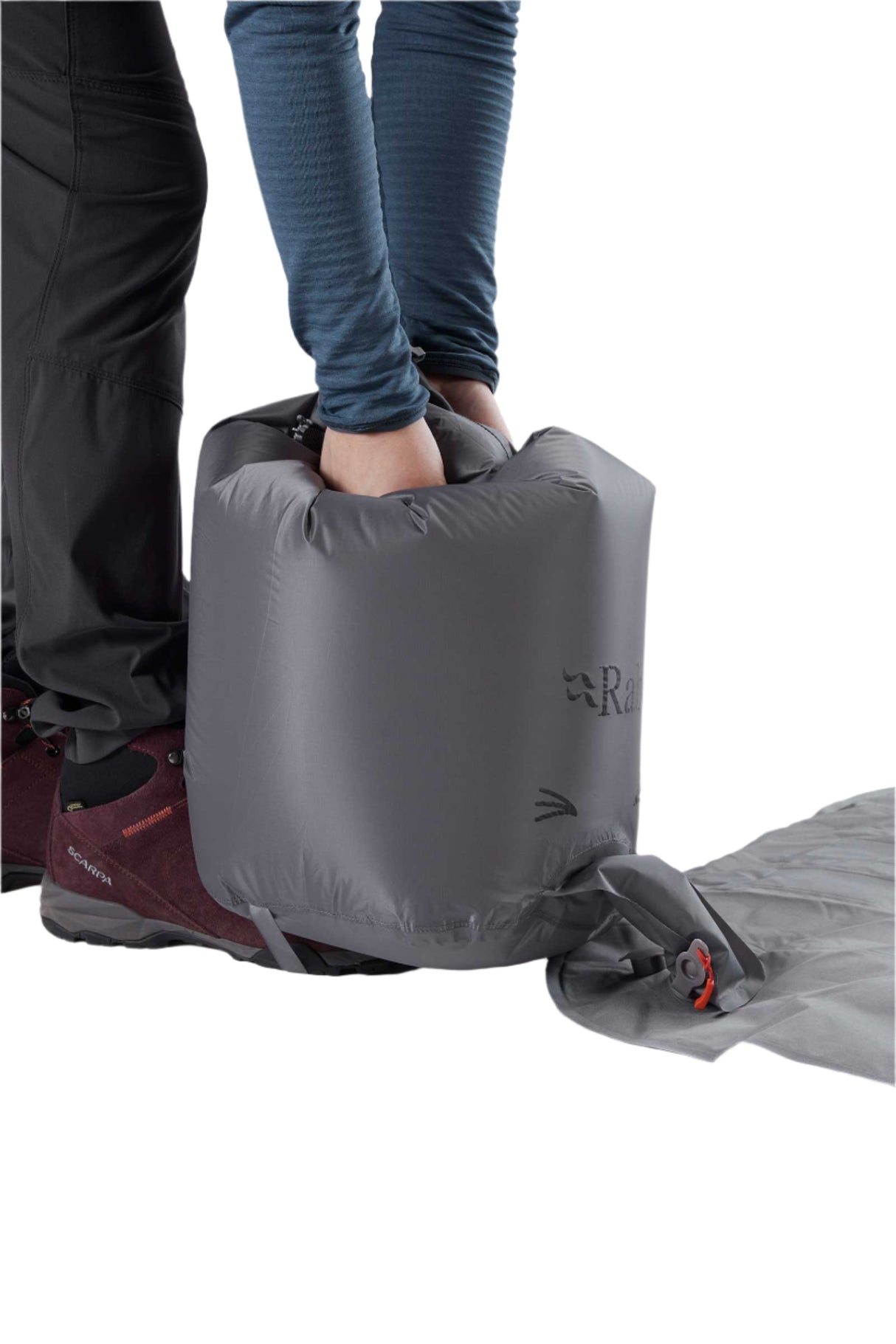Rab Ionosphere 5.5 Sleep Pad in Firecracker - pump sack detail
