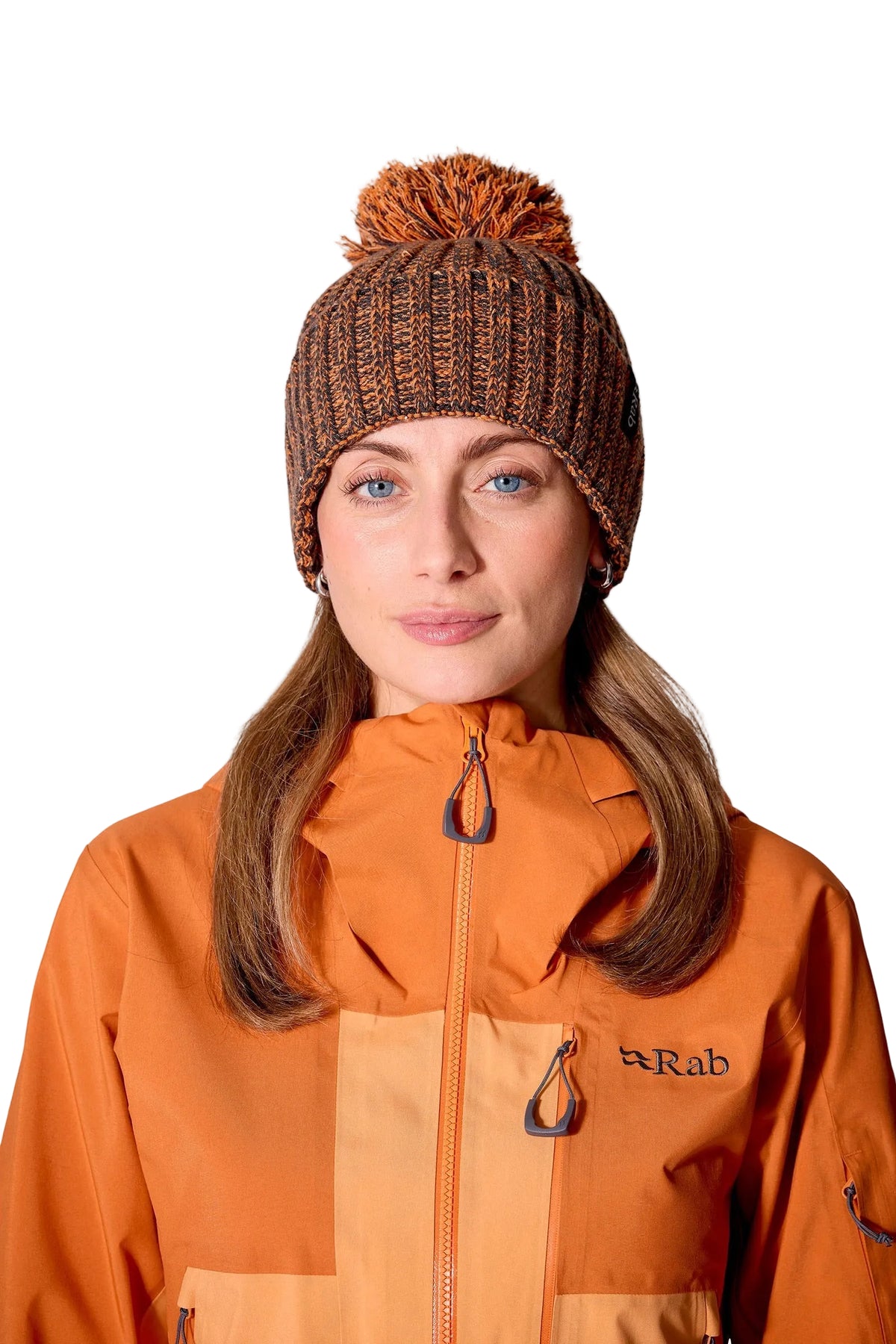 Rab Kharve Bobble Beanie in Dark Melba/Melba - worn, front