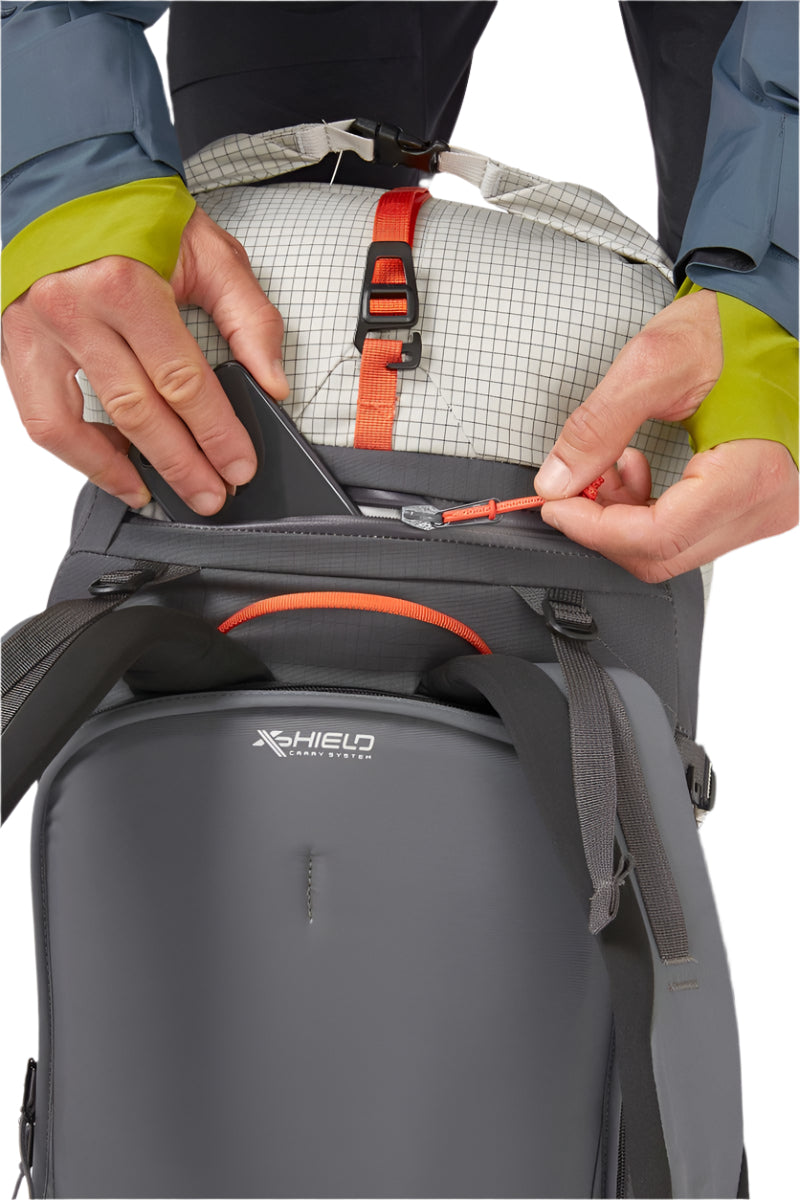Rab Khroma 38L Ski Pack in Pewter - Hipbelt Buckle Detail