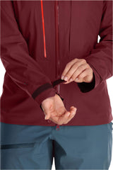 Rab Women's Khroma Kinetic Waterproof Ski Jacket in Deep Heather - cuff detail, worn