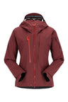 Rab Women's Khroma Kinetic Waterproof Ski Jacket in Deep Heather - front, hood up