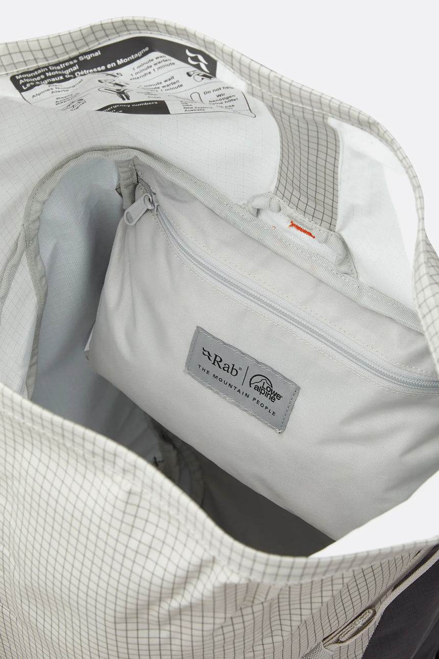 Rab Latok 28L Mountain Pack in Pewter - Roll Top Closure Detail