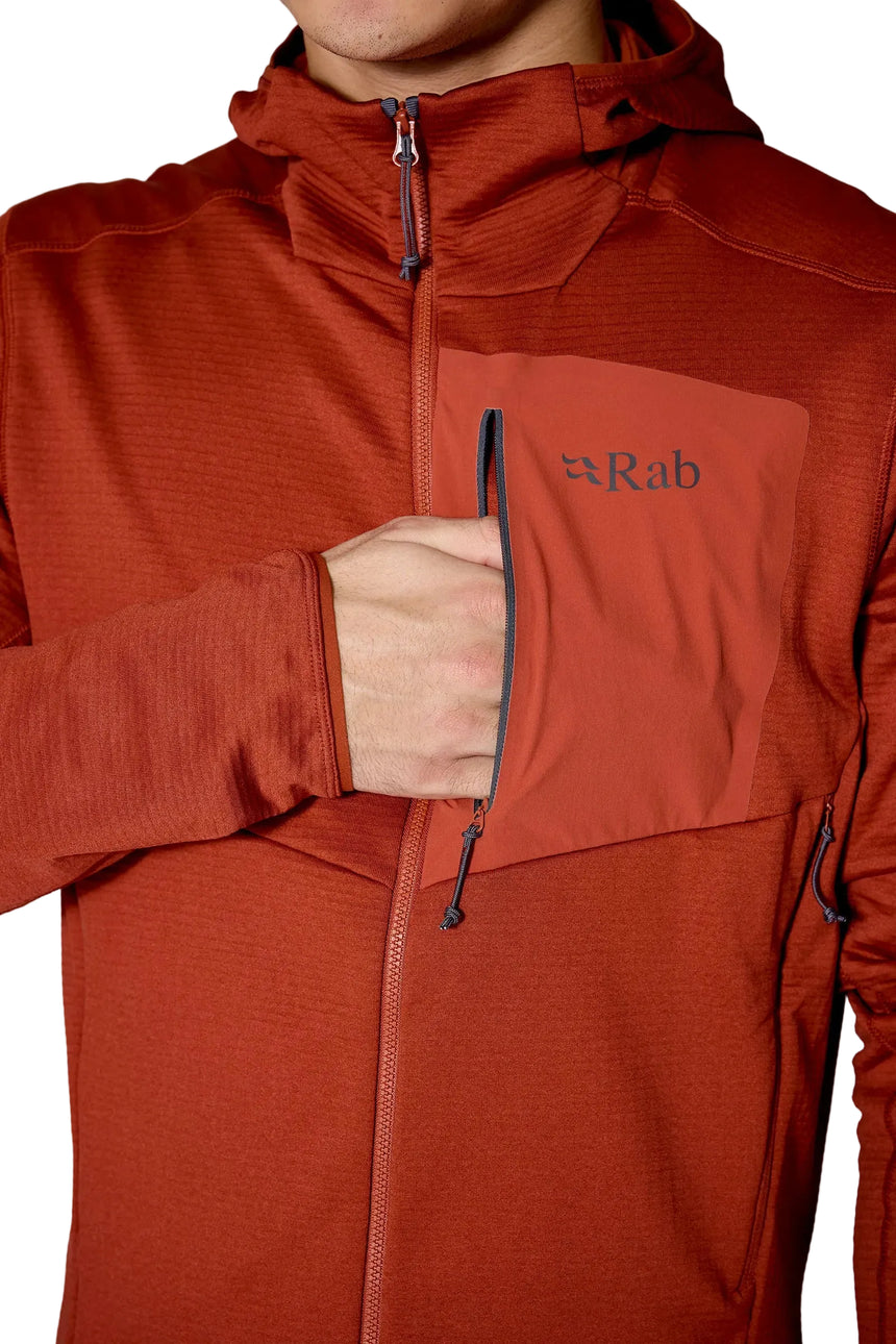 Rab Men's Ascendor Hoody in Tuscan Red - chest pocket detail