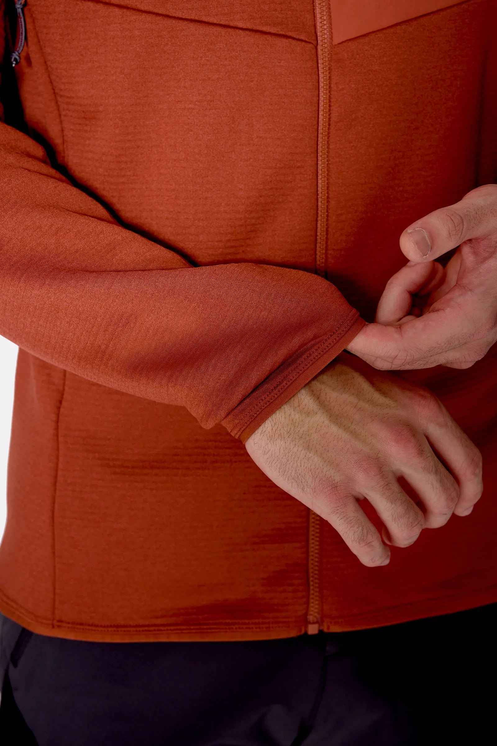 Rab Men's Ascendor Hoody in Tuscan Red - cuff detail