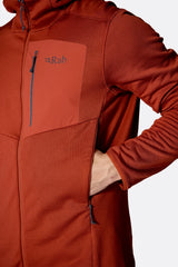 Rab Men's Ascendor Hoody in Tuscan Red - hand pocket detail