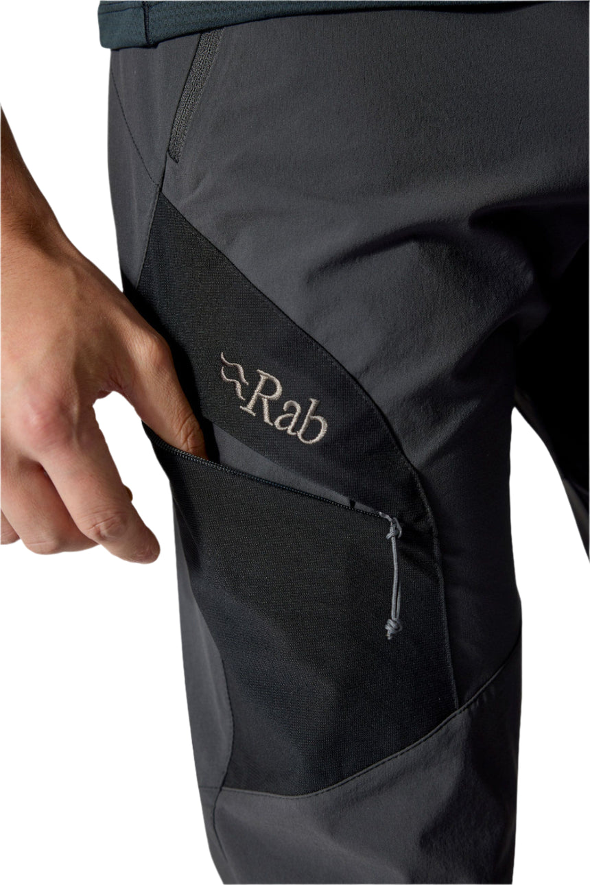 Rab Men's Ascendor Pants in Anthracite - thigh pocket detail
