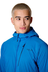 Rab Men's Ascendor Summit Hoody in Black - chest detail, worn