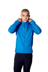 Rab Men's Ascendor Summit Hoody in Black - hood drawstring detail, worn