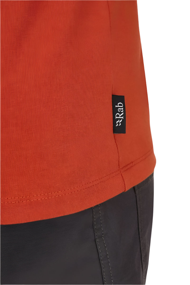 Rab Men's Basecamp Logo Badge Tee in Red Clay - Label Detail