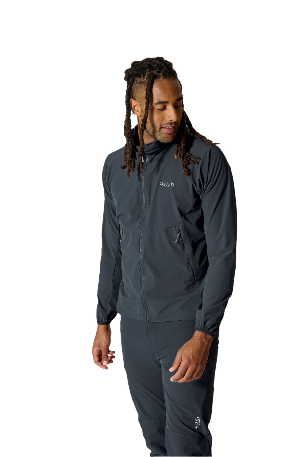 Rab Men's Borealis Hooded Jacket in Beluga - front, worn
