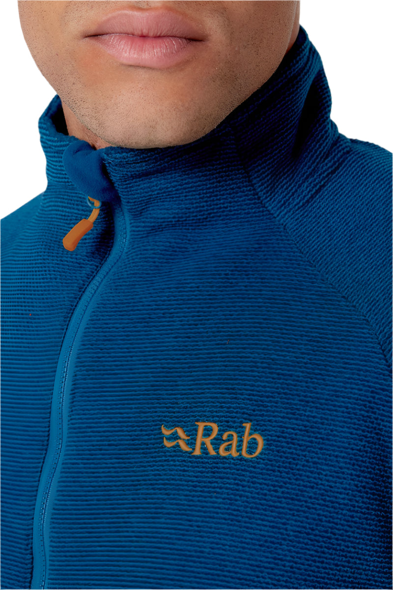 Rab Men's Capacitor Pull-On in Tempest Blue - collar detail