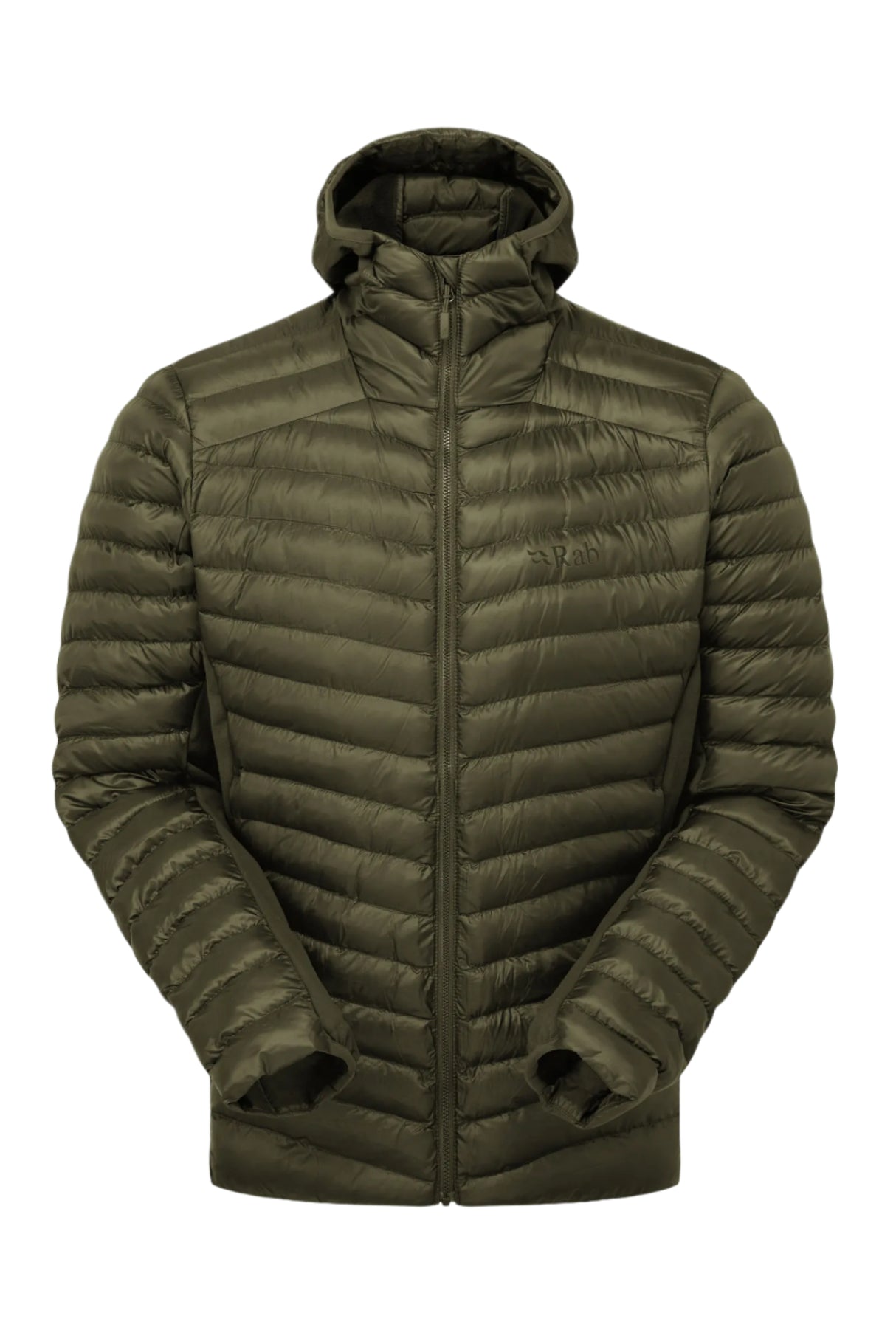 Rab Men's Cirrus Flex Insulated Hooded Jacket in Olive - front