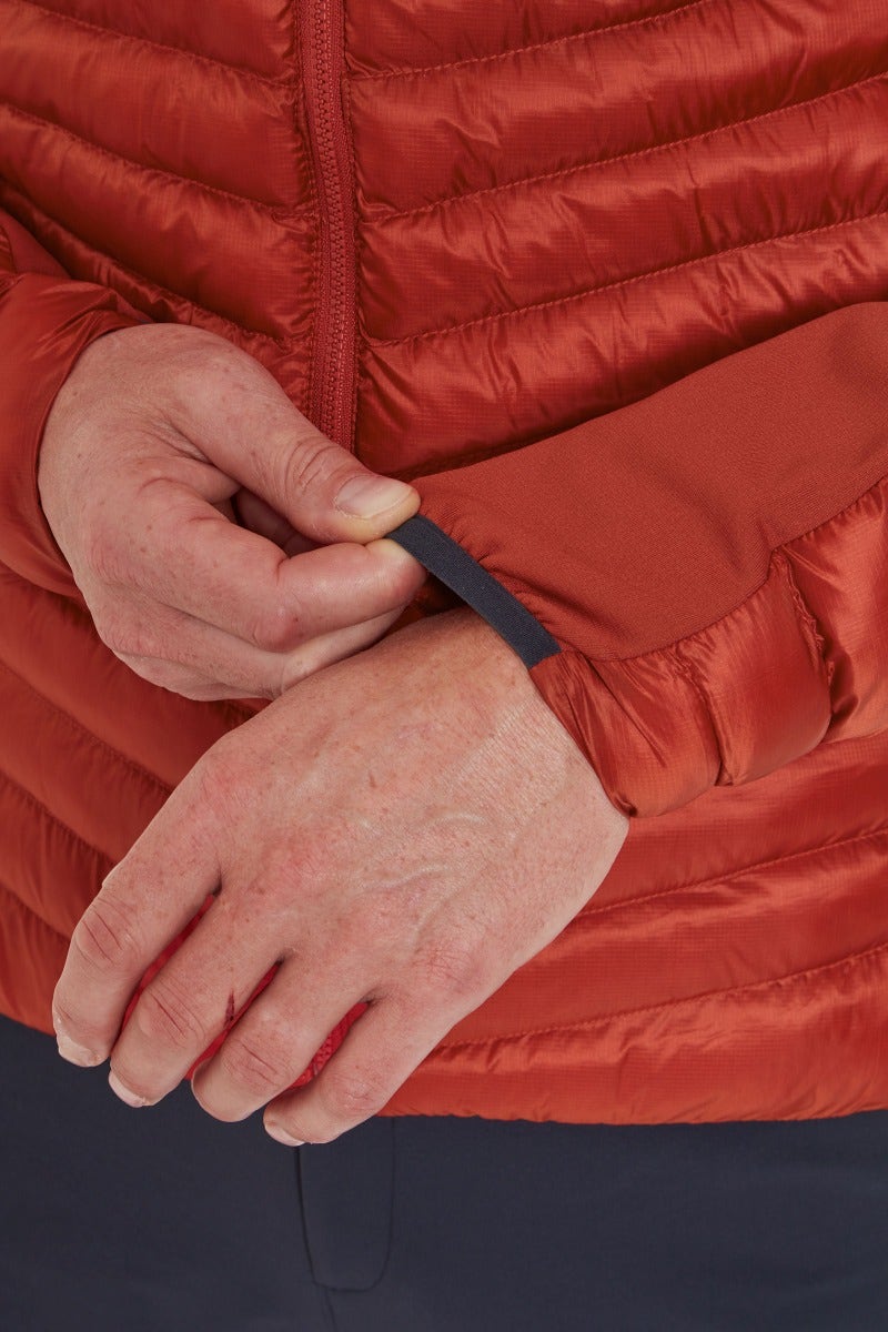 Rab Men's Cirrus Flex Insulated Hooded Jacket in Tuscan Red - cuff detail