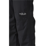 Rab Men's Downpour Eco Waterproof Full Zip Pants in Black - logo detail