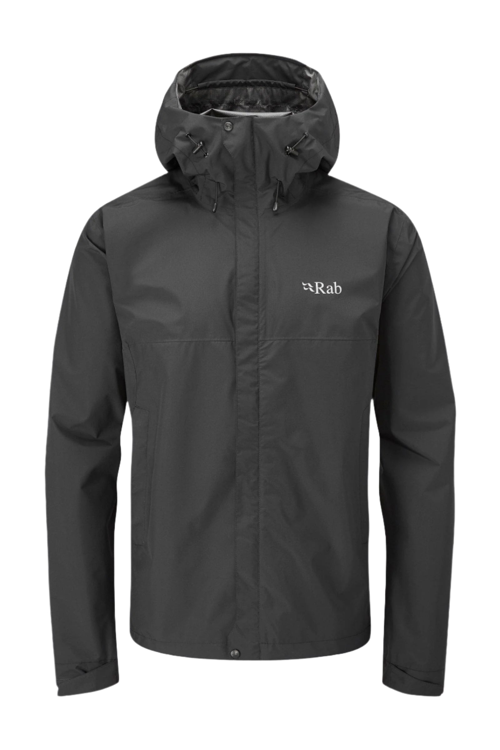 Rab Men's Downpour Eco Waterproof Jacket in Black - front