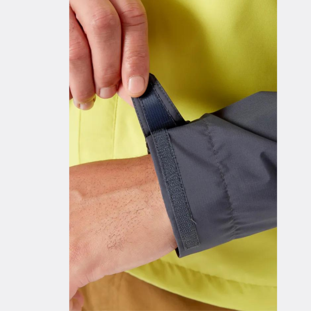 Rab Men's Downpour Eco Waterproof Jacket in Graphene/Zest - cuff detail