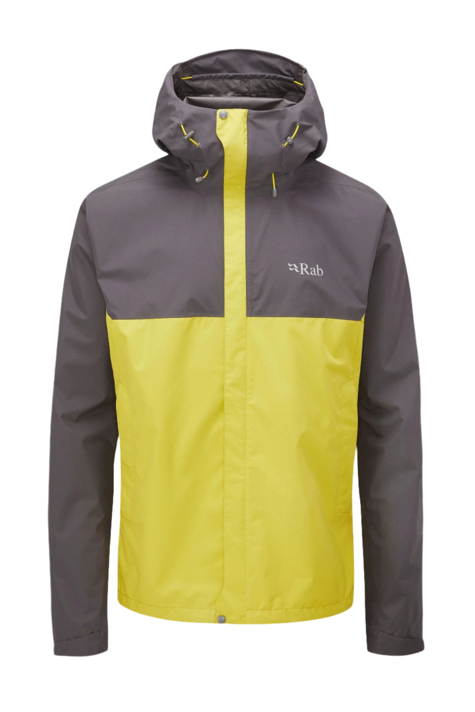 Rab Men's Downpour Eco Waterproof Jacket in Graphene/Zest - front