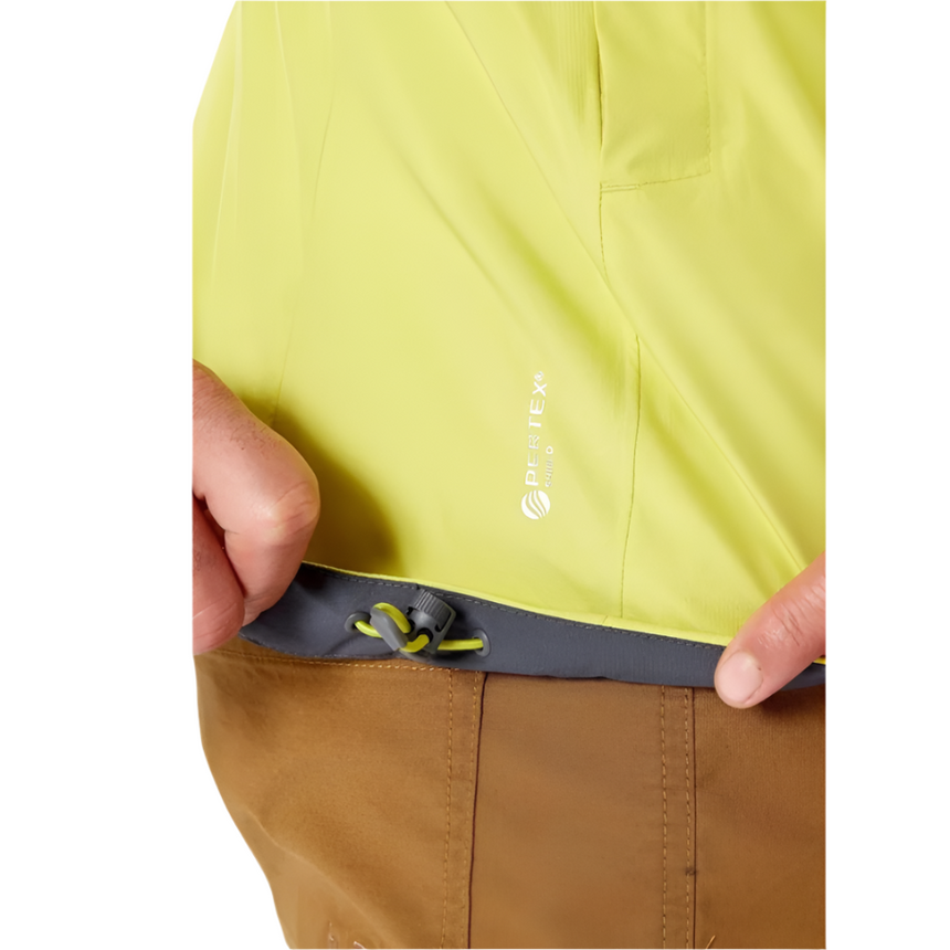 Rab Men's Downpour Eco Waterproof Jacket in Graphene/Zest - hem drawcord detail