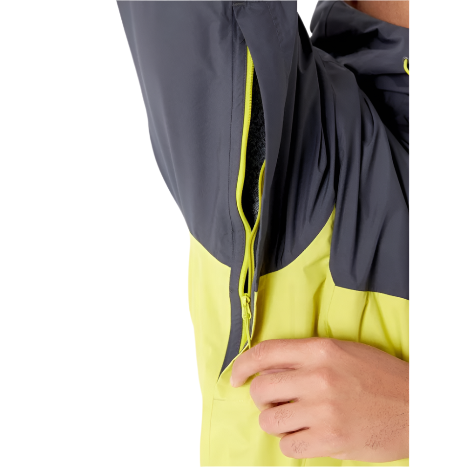 Rab Men's Downpour Eco Waterproof Jacket in Graphene/Zest - pit zip detail
