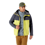 Rab Men's Downpour Eco Waterproof Jacket in Graphene/Zest - worn