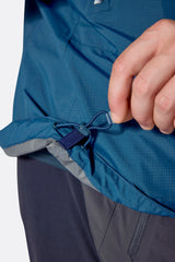 Rab Men's Downpour Mountain Waterproof Jacket in Tempest Blue - hem drawcord detail
