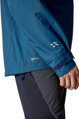 Rab Men's Downpour Mountain Waterproof Jacket in Tempest Blue - sleeve logo detail