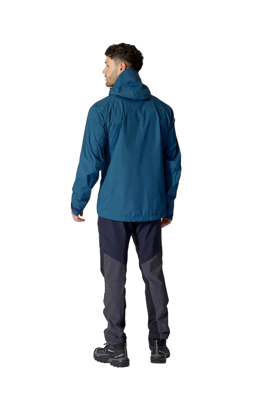 Rab Men's Downpour Mountain Waterproof Jacket in Tempest Blue - worn, back
