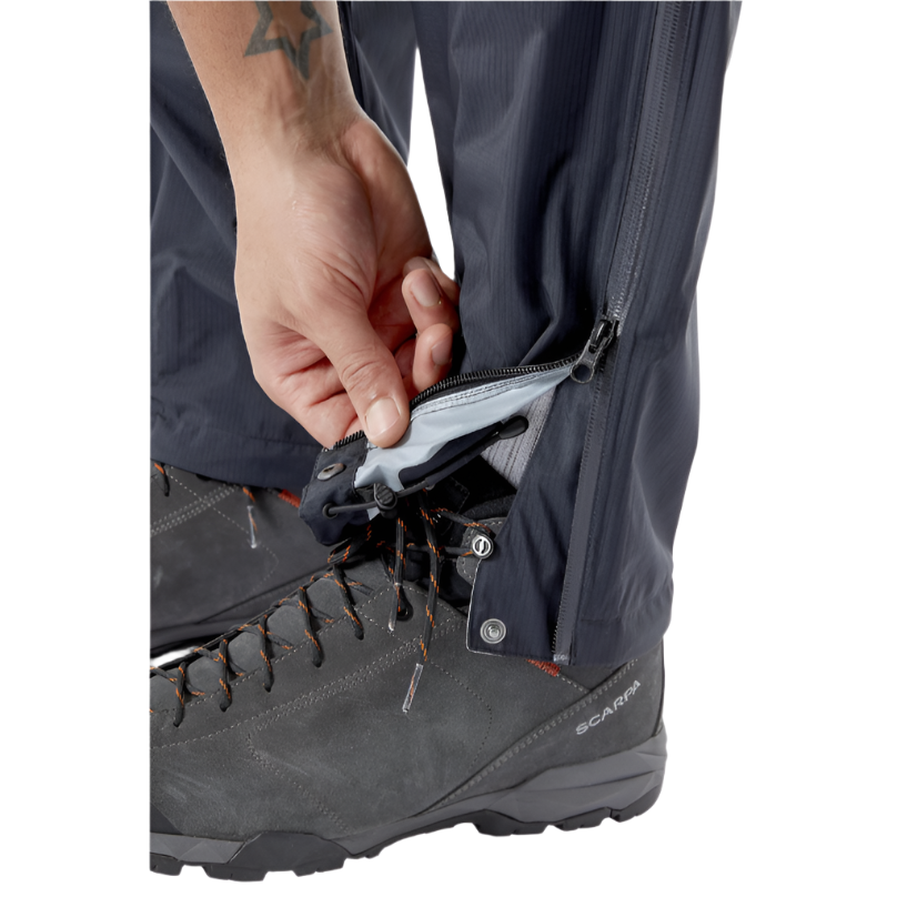 Rab Men's Downpour Plus 2.0 Waterproof Pants in Black - ankle zip detail