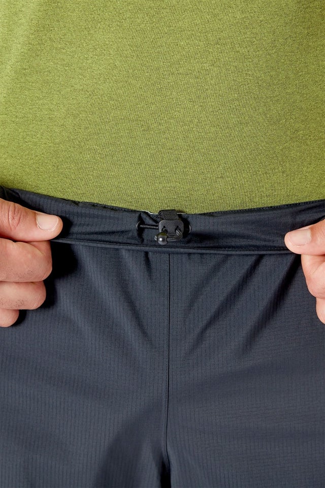 Rab Men's Downpour Plus 2.0 Waterproof Pants in Black - waistband popper detail
