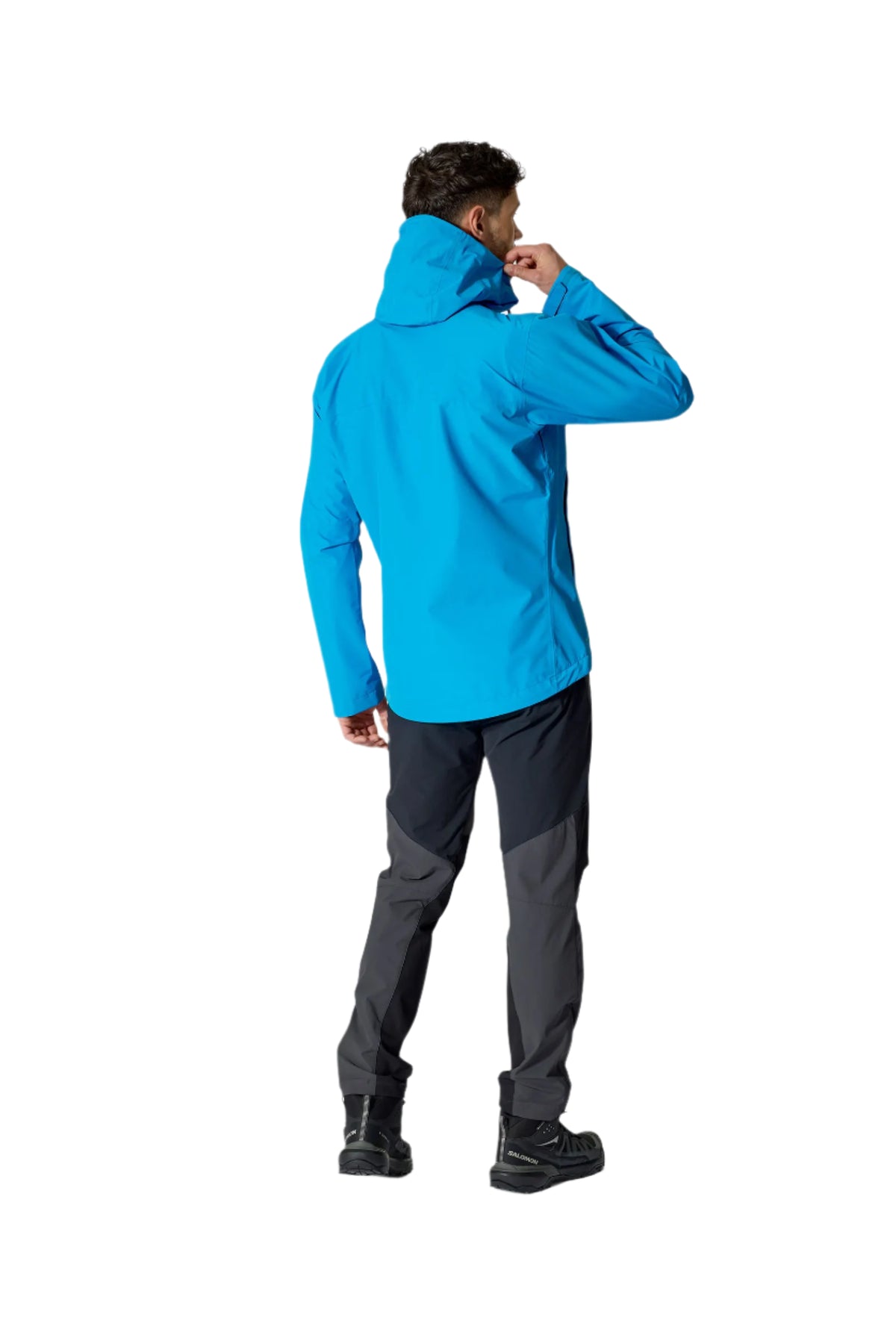 Rab Men's Downpour Waterproof Jacket in Maya Blue - worn, walking, side