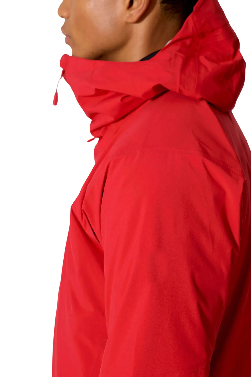 Rab Men's Firewall Guide Waterproof Jacket in Summit Red - hood detail close