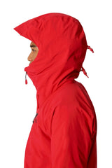 Rab Men's Firewall Guide Waterproof Jacket in Summit Red - hood profile detail