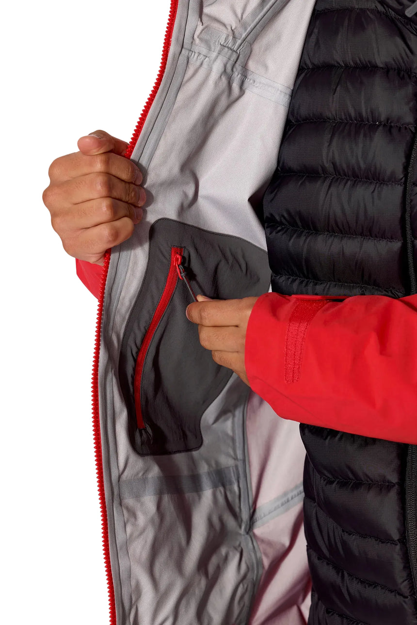 Rab Men's Firewall Guide Waterproof Jacket in Summit Red - inner pocket detail