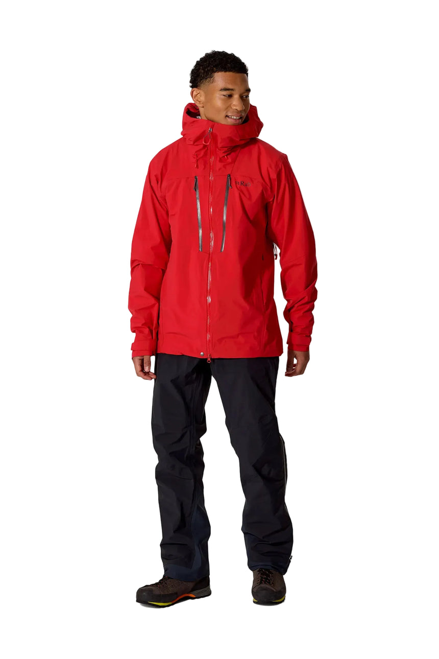 Rab Men's Firewall Guide Waterproof Jacket in Summit Red - worn front detail