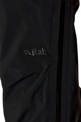 Rab Men's Firewall Guide Waterproof Pants in Black - fabric and branding detail