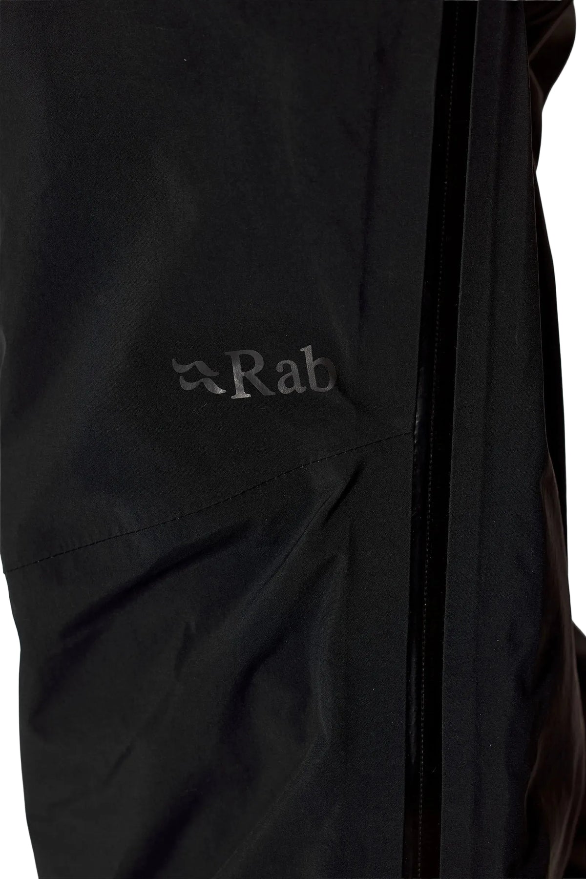 Rab Men's Firewall Guide Waterproof Pants in Black - fabric and branding detail