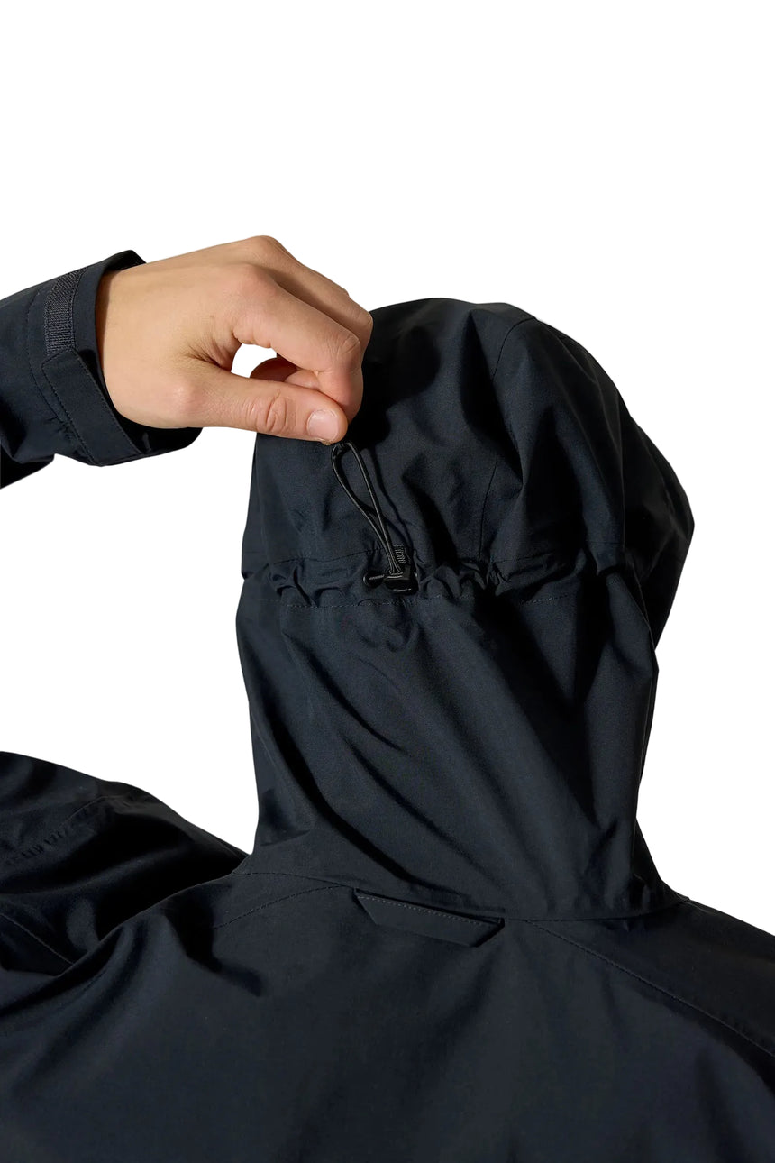 Rab Men's Firewall Waterproof Jacket in Black - hood detail on model, back