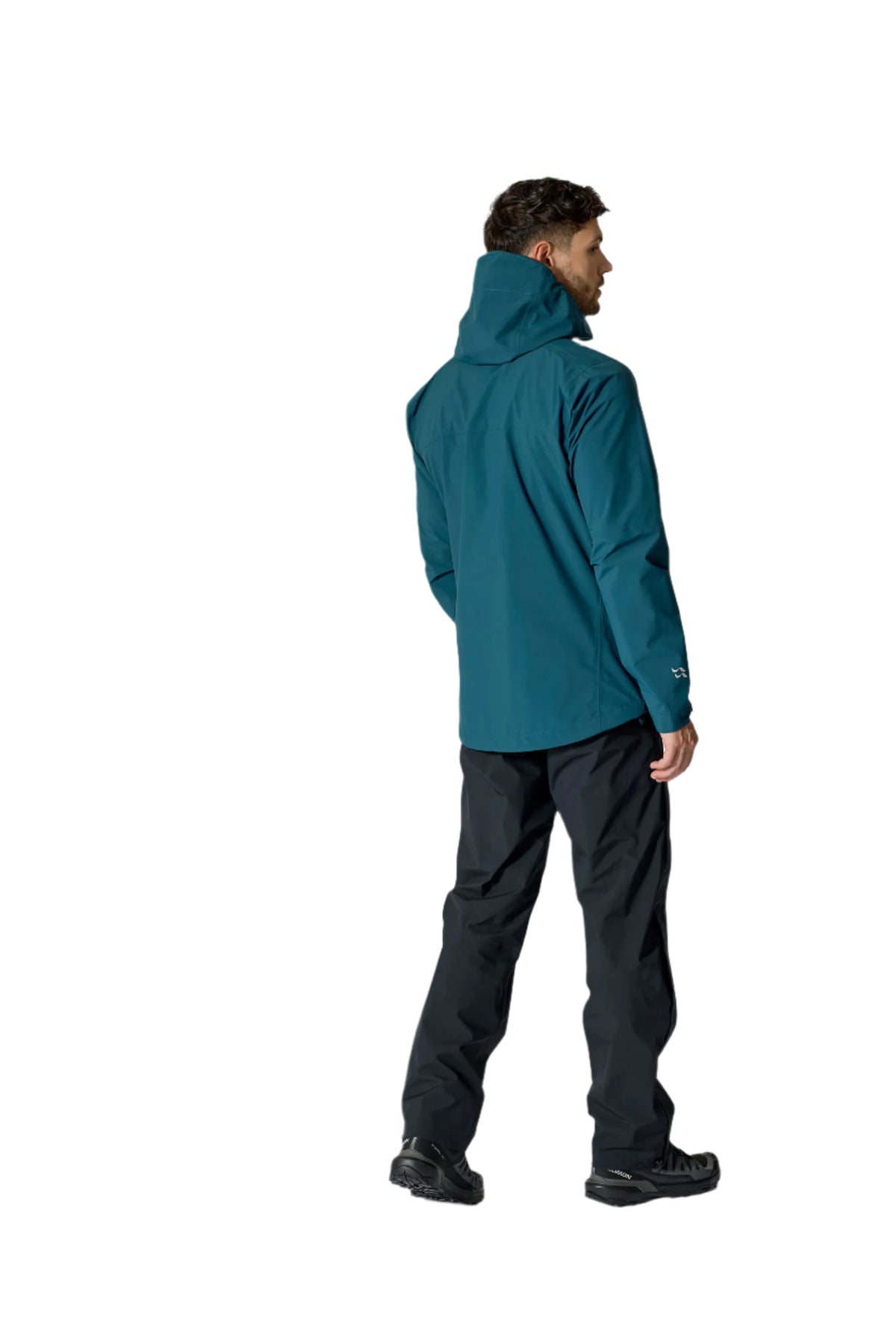 Rab Men's Firewall Waterproof Pants in Black - worn, side, walking