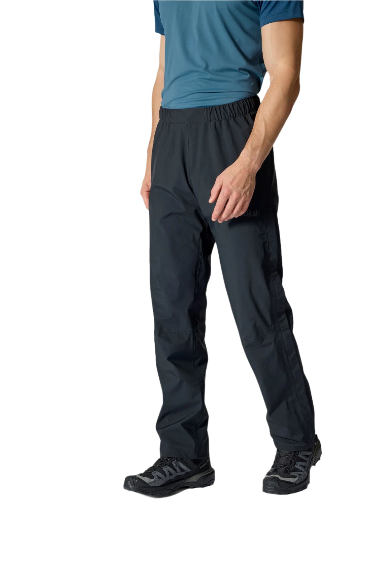 Rab Men's Firewall Waterproof Pants in Black - worn, walking, side