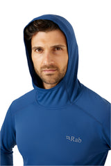 Rab Men's Force Hoody in Blue (styling reference) - hood detail