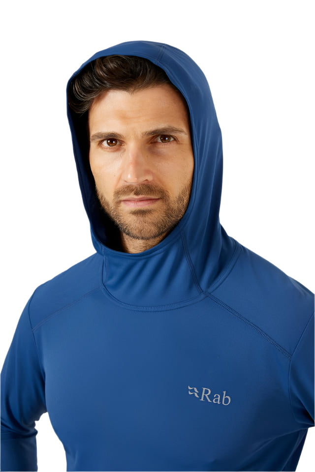 Rab Men's Force Hoody in Blue (styling reference) - hood detail