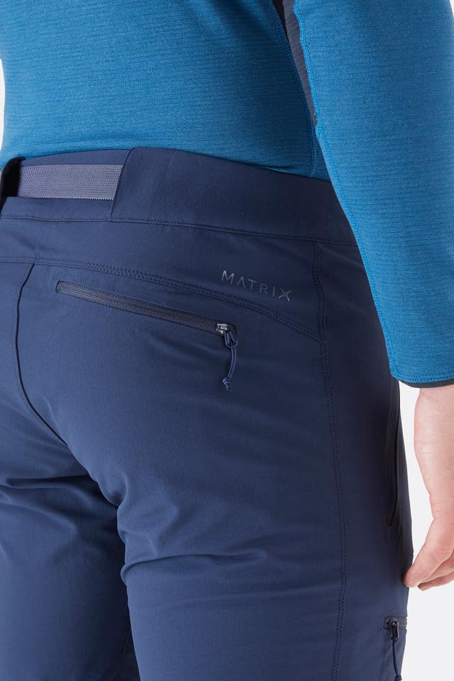 Rab Men's Incline AS Softshell Pants in Deep Ink (styling reference) - Back Pocket Detail