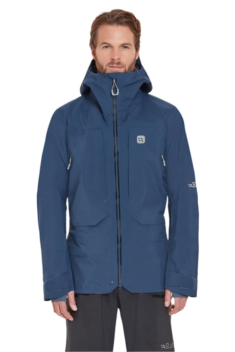 Rab Men's Khroma Converge GORE-TEX Ski Jacket in Tempest Blue/Light Zinc - worn, front (reference only, not a stocked colour)
