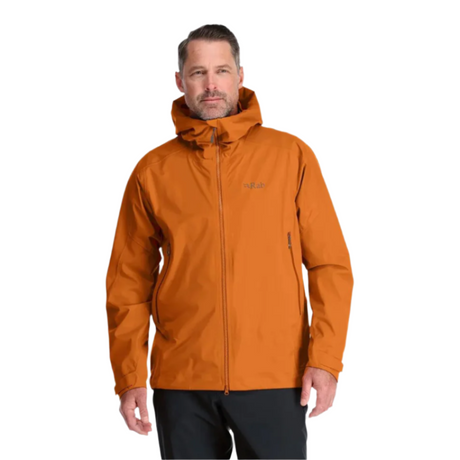 Rab Men's Kinetic Alpine 2.0 Waterproof Jacket in Marmalade - on model, front