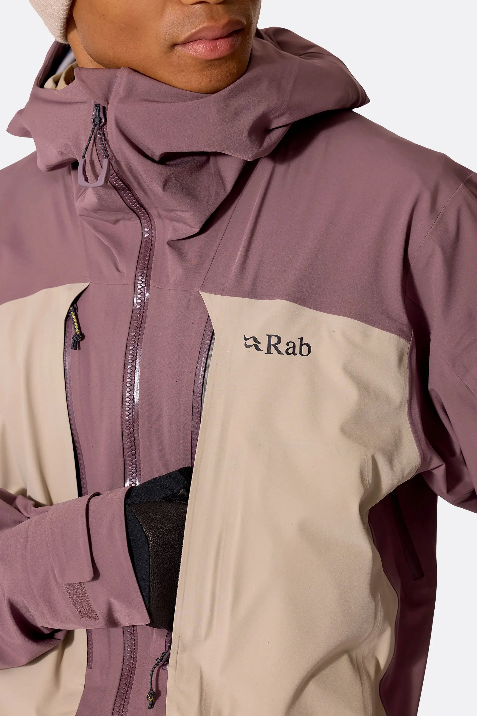 Rab Men’s Kinetic Alpine Stretch Jacket - chest logo detail, worn