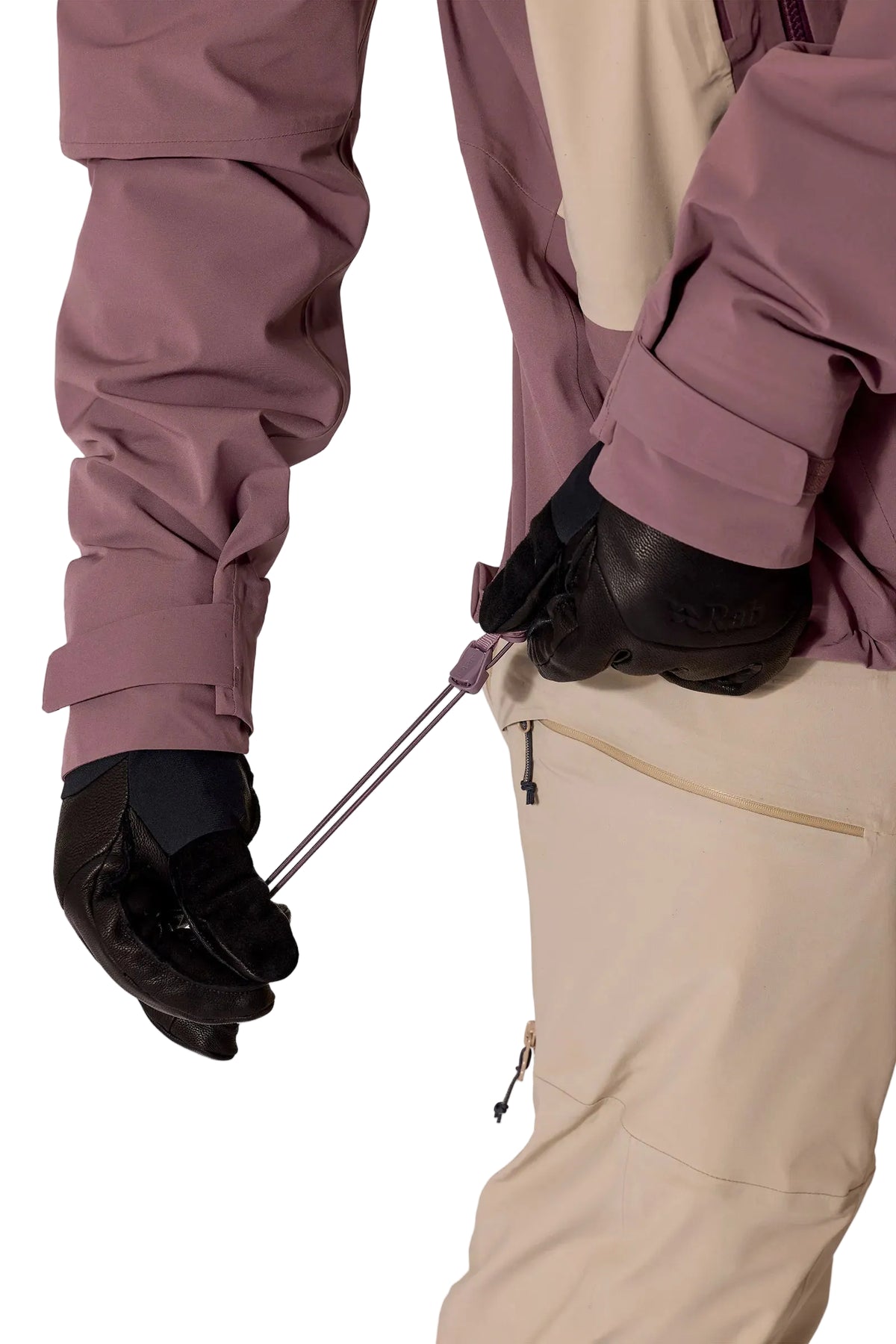 Rab Men’s Kinetic Alpine Stretch Jacket - worn, hood up, close-up