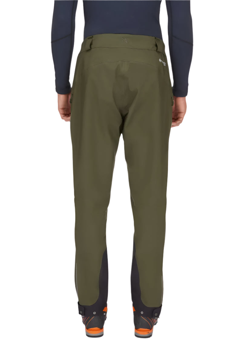 Rab Men's Latok GORE-TEX Pro Pants in Army - worn, back (reference only, not a stocked colour)