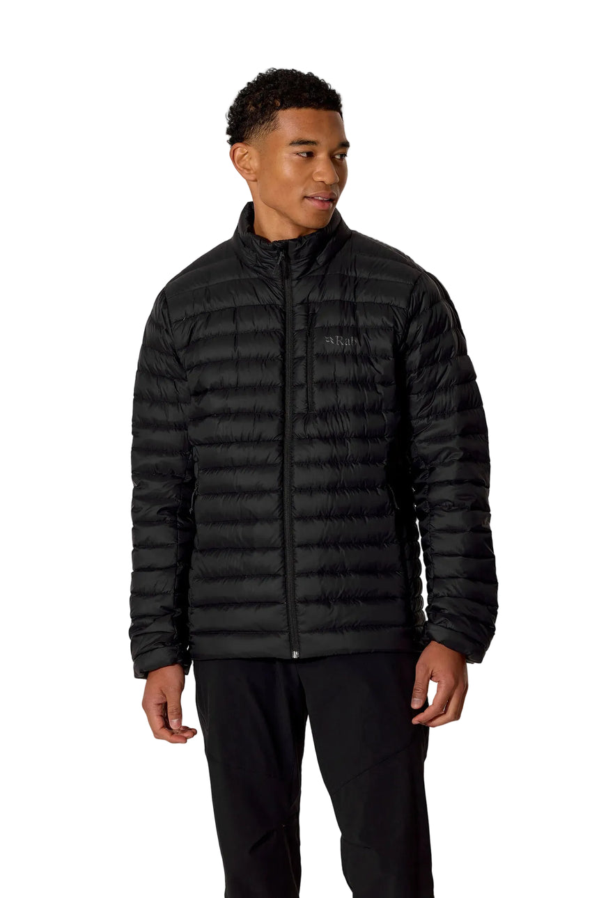 Rab Men's Microlight Down Jacket in Black - Worn, Front